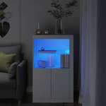 vidaXL Stranska omarica z LED lučkami bel inženirski les