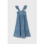 Otroška bombažna obleka zippy - modra. Otroški Lahkotna obleka iz kolekcije zippy. Model izdelan iz enobarvne tkanine. Model iz zračne bombažne tkanine.