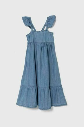 Otroška bombažna obleka zippy - modra. Otroški Lahkotna obleka iz kolekcije zippy. Model izdelan iz enobarvne tkanine. Model iz zračne bombažne tkanine.