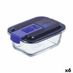 NEW Hermetična Škatla za Malico Luminarc Easy Box Modra Steklo (380 ml) (6 kosov)