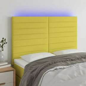 Vidaxl LED posteljno vzglavje sivo 144x5x118/128 cm blago