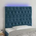 vidaXL LED posteljno vzglavje temno modro 100x7x118/128 cm žamet