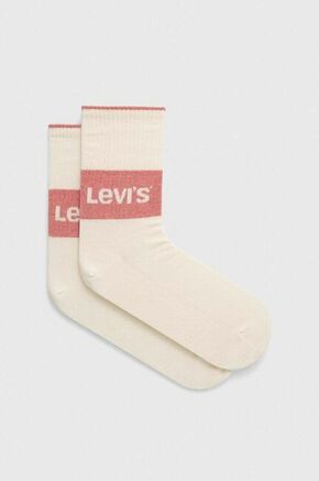 Nogavice Levi's 2-pack bela barva - bela. Visoke nogavice iz kolekcije Levi's. Model izdelan iz elastičnega