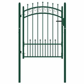 VidaXL Vrata za ograjo s konicami jeklo 100x125 cm zelena