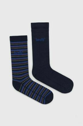 Nogavice Levi's 2-pack - modra. Visoke nogavice iz kolekcije Levi's. Model izdelan iz elastičnega materiala. V kompletu sta dva para.