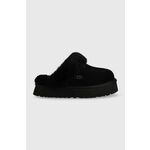 Usnjeni copati UGG W Disquette, črna barva - črna. Copati iz kolekcije UGG. Model izdelan iz kombinacije naravnega usnja in sintetičnega materiala.