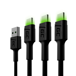 Green Cell KABGCSET03 Set 3x GC Ray USB-C 200cm Črna 200 cm USB kabel
