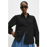 Bombažna srajca Answear Lab ženska, črna barva - črna. Srajca iz kolekcije Answear Lab, izdelana iz enobarvne tkanine. Model iz zračne bombažne tkanine.