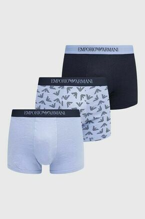 Bombažne boksarice Emporio Armani Underwear 3-pack - modra. Boksarice iz kolekcije Emporio Armani Underwear. Model izdelan iz elastične pletenine. V kompletu so trije pari. Bombažen