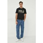 Bombažna kratka majica Polo Ralph Lauren črna barva - črna. Kratka majica iz kolekcije Polo Ralph Lauren, izdelana iz pletenine z nalepko. Model iz izjemno udobne bombažne tkanine.