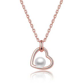 Beneto Pozlačena srebrna ogrlica z rečnim biserom AGS1230 / 47P-ROSE srebro 925/1000