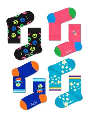 Set 4 parov otroških visokih nogavic Happy Socks XKSPC09-0200 Kolorowy