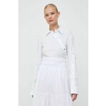 Majica Pinko ženska, bela barva - bela. Bluza iz kolekcije Pinko, izdelana iz enobarvne tkanine. Model iz izjemno udobne tkanine z visoko vsebnostjo bombaža.