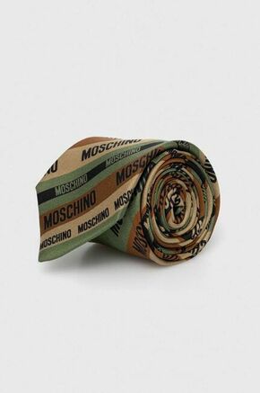 Svilena kravata Moschino rjava barva - rjava. Kravata iz kolekcije Moschino. Model izdelan iz vzorčaste