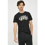 Bombažna kratka majica Guess črna barva - črna. Kratka majica iz kolekcije Guess. Model izdelan iz tanke, rahlo elastične pletenine.