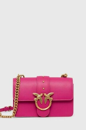 Usnjena torbica Pinko roza barva - roza. Majhna torbica iz kolekcije Pinko. Model na zapenjanje