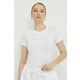 Kratka majica Armani Exchange ženski, bela barva - bela. Kratka majica iz kolekcije Armani Exchange, izdelana iz pletenine z nalepko. Model iz izjemno udobne tkanine z visoko vsebnostjo bombaža.