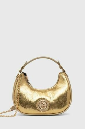 Torbica U.S. Polo Assn. zlata barva - zlata. Majhna torbica iz kolekcije U.S. Polo Assn. Model na zapenjanje