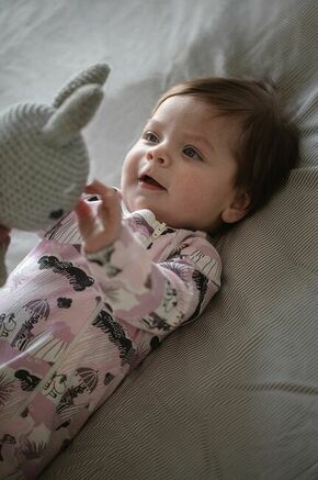 Reima body za dojenčka Moomin - roza. Body za dojenčka iz kolekcije Reima. Model izdelan iz vzorčaste pletenine.