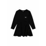 Otroška obleka Dkny črna barva - črna. Otroški obleka iz kolekcije Dkny. Model izdelan iz pletenine. Material z optimalno elastičnostjo zagotavlja popolno svobodo gibanja.