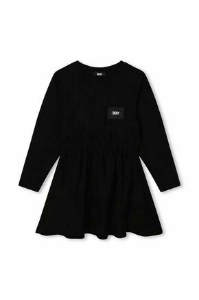 Otroška obleka Dkny črna barva - črna. Otroški obleka iz kolekcije Dkny. Model izdelan iz pletenine. Material z optimalno elastičnostjo zagotavlja popolno svobodo gibanja.