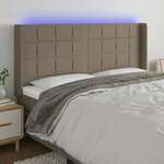 Greatstore LED posteljno vzglavje taupe 183x16x118/128 cm blago