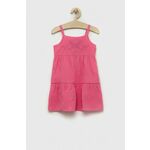 Otroška bombažna obleka United Colors of Benetton roza barva - roza. Otroški obleka iz kolekcije United Colors of Benetton. Model izdelan iz enobarvne tkanine. Model iz izjemno udobne bombažne tkanine.
