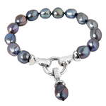 JwL Luxury Pearls Zapestnica iz pravih kovinsko modrih biserov JL0562