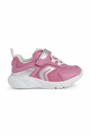 Otroški čevlji Geox roza barva - roza. Otroški čevlji iz kolekcije Geox. Model izdelan iz kombinacije sintetičnega in tekstilnega materiala.