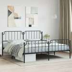 vidaXL Kovinski posteljni okvir z vzglavjem in vznožjem&nbsp;črn 200x200 cm