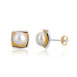 JwL Luxury Pearls Dvobarvni srebrni uhani s pravim biserom JL0622