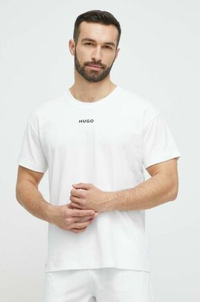 Pižama majica HUGO bela barva - bela. Pižama majica iz kolekcije HUGO. Model izdelan iz elastične pletenine. Model iz izjemno udobne tkanine z visoko vsebnostjo bombaža.