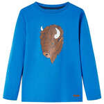 vidaXL Otroška majica z dolgimi rokavi potisk goveda kobalt modra 92