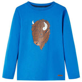 VidaXL Otroška majica z dolgimi rokavi potisk goveda kobalt modra 92
