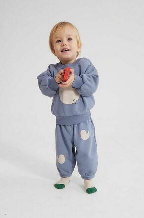 Bombažen pulover za dojenčka Bobo Choses - modra. Pulover za dojenčka iz kolekcije Bobo Choses. Model izdelan iz mehke pletenine s potiskom. Bombažen