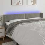 Greatstore LED posteljno vzglavje svetlo sivo 163x16x78/88 cm žamet