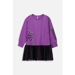 Otroška obleka Coccodrillo vijolična barva - vijolična. Otroški obleka iz kolekcije Coccodrillo. Model izdelan iz pletenine s potiskom. Model iz izjemno udobne tkanine z visoko vsebnostjo bombaža.