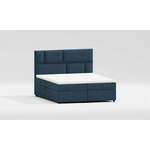 Temno modra boxspring postelja s prostorom za shranjevanje 140x200 cm Lola – Ropez