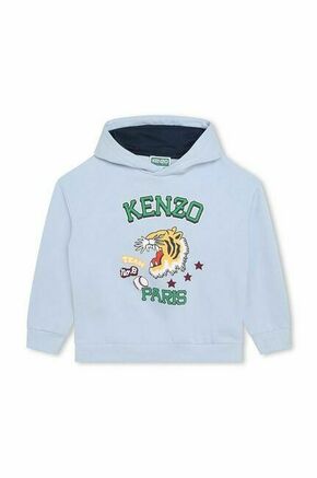 Otroški pulover Kenzo Kids s kapuco - modra. Otroški pulover s kapuco iz kolekcije Kenzo Kids. Model izdelan iz pletenine s potiskom.