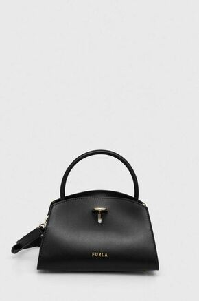 Usnjena torbica Furla Genesi črna barva - črna. Majhna torbica iz kolekcije Furla. Model na zapenjanje
