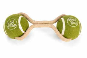 WEBHIDDENBRAND Beeztees Minus One Toy za pse 2 teniški žogici na vrvi premera 6 cm