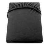 Črna bombažna elastična rjuha DecoKing Amber Collection, 160/180 x 200 cm