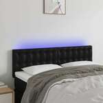 vidaXL LED posteljno vzglavje črno 144x5x78/88 cm umetno usnje