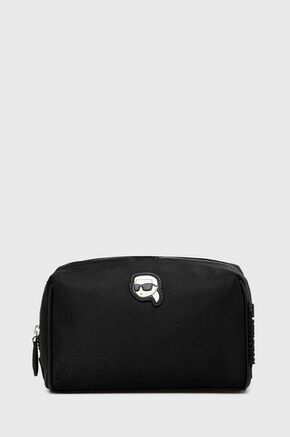 Kozmetična torbica Karl Lagerfeld črna barva - črna. Srednje velika kozmetična torbica iz kolekcije Karl Lagerfeld. Model izdelan iz tekstilnega materiala.