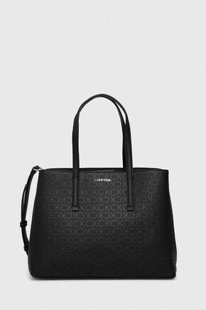 Torbica Calvin Klein črna barva - črna. Srednje velika torbica iz kolekcije Calvin Klein. na zapenjanje