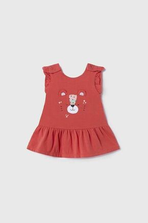 Obleka za dojenčka Mayoral Newborn rdeča barva - rdeča. Za dojenčke Obleka iz kolekcije Mayoral Newborn. Nabran model izdelan iz pletenine z nalepko.