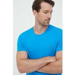 Kratka majica Tommy Hilfiger moški - modra. Lahkotna kratka majica iz kolekcije Tommy Hilfiger. Model izdelan iz tanke, elastične pletenine.