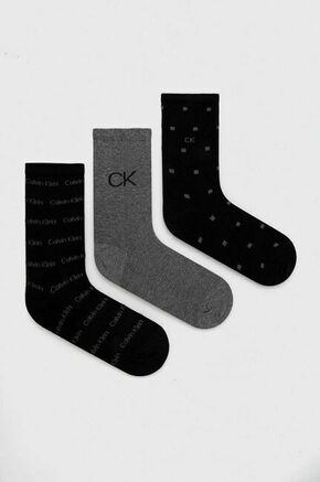 Calvin Klein Set 3 parov ženskih visokih nogavic 701224118 Črna