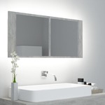 shumee Kopalniška omara z ogledalom in LED betonsko sivo 100x12x45 cm