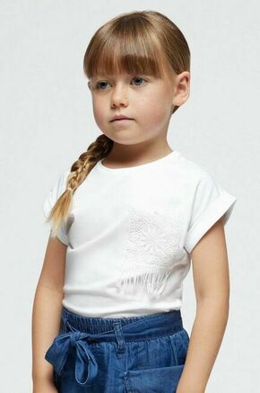 Otroška kratka majica Mayoral bela barva - bela. Otroška kratka majica iz kolekcije Mayoral. Model izdelan iz tanke